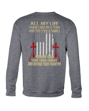 Load image into Gallery viewer, Lived By A Code Back Side T-Shirt Sweatshirt
