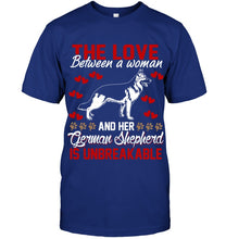 Load image into Gallery viewer, Woman Love German Shepherd Unbreakable Dog Lovers T-Shirt Guys Tee