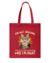 Load image into Gallery viewer, Cat Lovers T-Shirt Not Arguing Just Explaining Basketweave Tote Bag