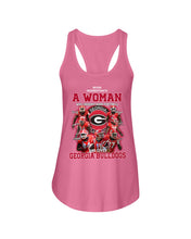 Load image into Gallery viewer, A Woman Loves Georgia Bulldogs Custom Tee Ladies Flowy Tank