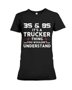 3S And 8S Trucker Lovers Black T-Shirt Ladies Tee