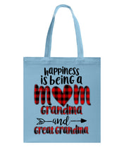 Load image into Gallery viewer, Happiness Is Being A Mom Grandma And Great Grandma Basketweave Tote Bag