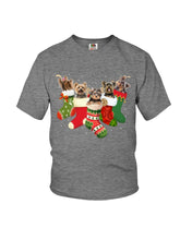 Load image into Gallery viewer, Yorkies In The Socks For Yorkie Lovers Christmas Gift Youth Tee