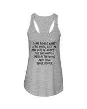 Load image into Gallery viewer, Finn Wants A Cabin In The Woods Away From Those People Ladies Flowy Tank