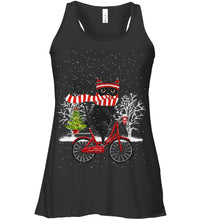 Load image into Gallery viewer, Winter Cat Riding Bicycle Christmas Gift T-Shirt Ladies Flowy Tank