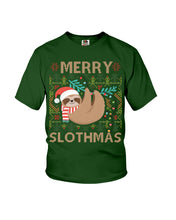 Load image into Gallery viewer, Merry Slothmas Christmas Gift For Kids Family Gift T-Shirt Youth Tee