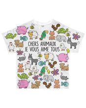 Load image into Gallery viewer, Chers Animaux Je Vous Aime Tous Love Animal Funny Gift For Children Guys Tee