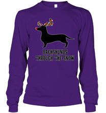 Load image into Gallery viewer, Dachshund Reindeer Through The Snow Christmas Gift Shirt Unisex Long Sleeve