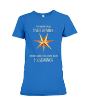 Load image into Gallery viewer, Christmas Star Swedish Julstarnor Black T-Shirt Ladies Tee