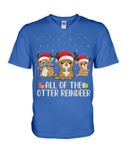 Load image into Gallery viewer, Merry Ottermas All Of The Otter Reindeer Black T-Shirt Guys V-Neck