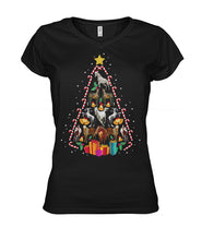Load image into Gallery viewer, Horse Tree Christmas Candy Cane Ladies V-Neck