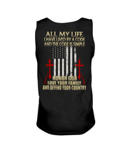 Load image into Gallery viewer, Lived By A Code Back Side T-Shirt Unisex Tank Top