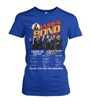 Load image into Gallery viewer, James Bond Anniversary Autograph 1962-2020 T-Shirt Ladies Tee