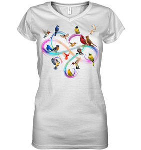 Bird Colorful Infinity Sign Ladies V-Neck