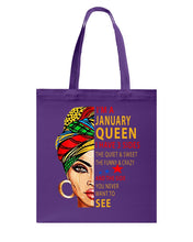 Load image into Gallery viewer, January Queen 3 Sides Horoscopes T-Shirt Basketweave Tote Bag