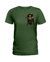 Load image into Gallery viewer, Scary Skeleton In Pocket Ladies Tee