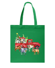 Load image into Gallery viewer, Merry Christmas In Town Cow Lovers Gift For Farmers Basketweave Tote Bag