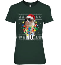 Load image into Gallery viewer, Grumpy Cat Ugly Sweater Christmas Lights Shirt Ladies Tee