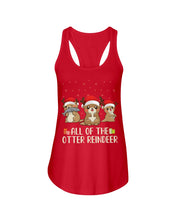 Load image into Gallery viewer, Merry Ottermas All Of The Otter Reindeer Black T-Shirt Ladies Flowy Tank