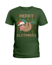 Load image into Gallery viewer, Merry Slothmas Christmas Gift For Kids Family Gift T-Shirt Ladies Tee