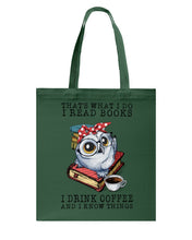 Load image into Gallery viewer, Cute Owl Read Books And Drink Coffee Funny T-Shirt Basketweave Tote Bag