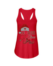 Load image into Gallery viewer, Merry Christmas Nurse Claus Black T-Shirt Ladies Flowy Tank