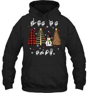 Let It Snow Christmas Snowman Asl Gift Tee Hoodie