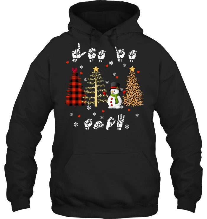 Let It Snow Christmas Snowman Asl Gift Tee Hoodie