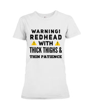Load image into Gallery viewer, Warning Redhead With Thick Thighs Quote Mug Ladies Tee