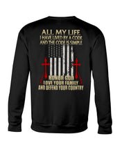 Load image into Gallery viewer, Lived By A Code Back Side T-Shirt Sweatshirt