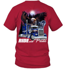 Load image into Gallery viewer, Ride With Pride Wolf Truck Black T-Shirt Guys Tee