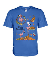 Load image into Gallery viewer, Flamingo Happy Thanksgiving Guys V-Neck