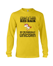 Load image into Gallery viewer, Redhead Unicorn Gift For Fans Funny T-Shirt Unisex Long Sleeve