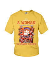 Load image into Gallery viewer, A Woman Loves Clemson Tigers Gift For Fans T-Shirt Youth Tee