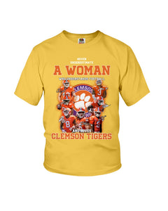 A Woman Loves Clemson Tigers Gift For Fans T-Shirt Youth Tee