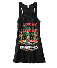Load image into Gallery viewer, I Love My Pre-K Reindeers Christmas Tshirt Teacher Gifts Ladies Flowy Tank