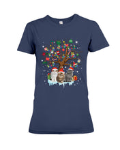 Load image into Gallery viewer, Christmas Tree Cat Lovers Cute Funny T-Shirt Ladies Tee