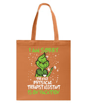 Load image into Gallery viewer, Funny Grinch Quote Physical Therapist On Vacation Christmas Tee Basketweave Tote Bag