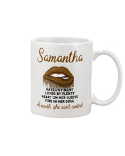 Load image into Gallery viewer, Samantha A Mouth She Can't Control Lipsquote Name T-Shirt Mug