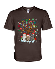 Load image into Gallery viewer, Christmas Tree Cat Lovers Cute Funny T-Shirt Guys V-Neck
