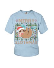 Load image into Gallery viewer, Merry Slothmas Christmas Gift For Kids Family Gift T-Shirt Youth Tee