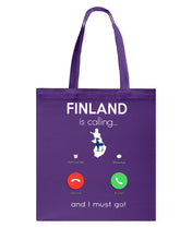 Load image into Gallery viewer, Finland Is Calling Funny Elf Christmas T-Shirt Basketweave Tote Bag