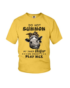 My Inner Heifer Doesn't Play Nice Funny Quote T-Shirt Youth Tee