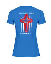 Load image into Gallery viewer, God Country Corps Semper Fi Black T-Shirt Ladies Tee