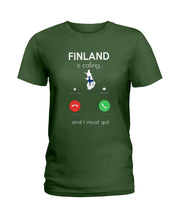 Load image into Gallery viewer, Finland Is Calling Funny Elf Christmas T-Shirt Ladies Tee
