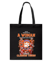 Load image into Gallery viewer, A Woman Loves Clemson Tigers Gift For Fans T-Shirt Basketweave Tote Bag