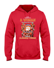 Load image into Gallery viewer, A Woman Loves Clemson Tigers Gift For Fans T-Shirt Hoodie