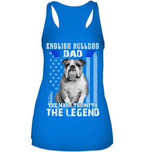 Load image into Gallery viewer, English Bulldog  - The Man - The Myth - The Legend Black T-Shirt Ladies Flowy Tank