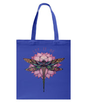 Load image into Gallery viewer, Let It Be Dragonfly Lotus Basketweave Tote Bag