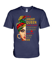 Load image into Gallery viewer, January Queen 3 Sides Horoscopes T-Shirt Guys V-Neck